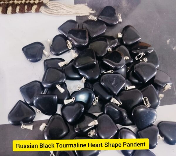 Russian Black Tourmaline Heart Shape Pandent