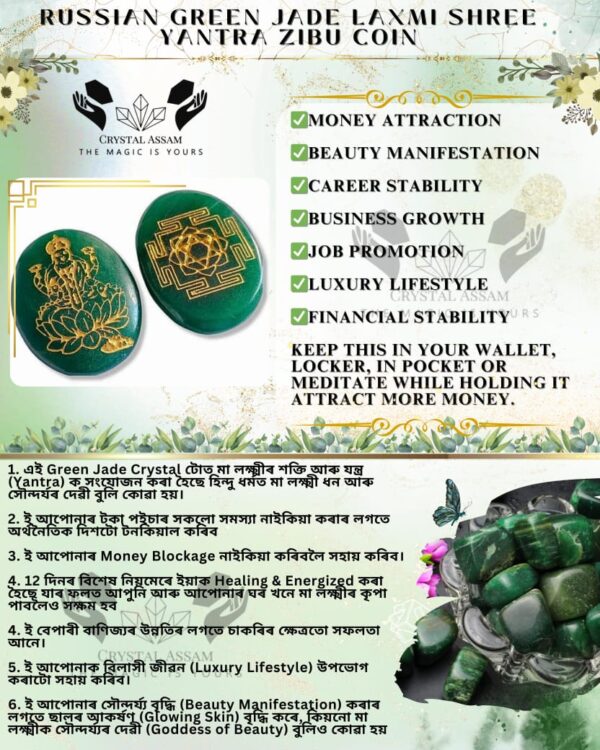 Russian Green Jade Laxmi Shree Yantra Zibu Coin