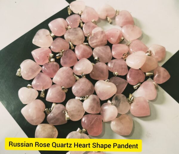 Russian Rose Quartz Heart Shape Pandent