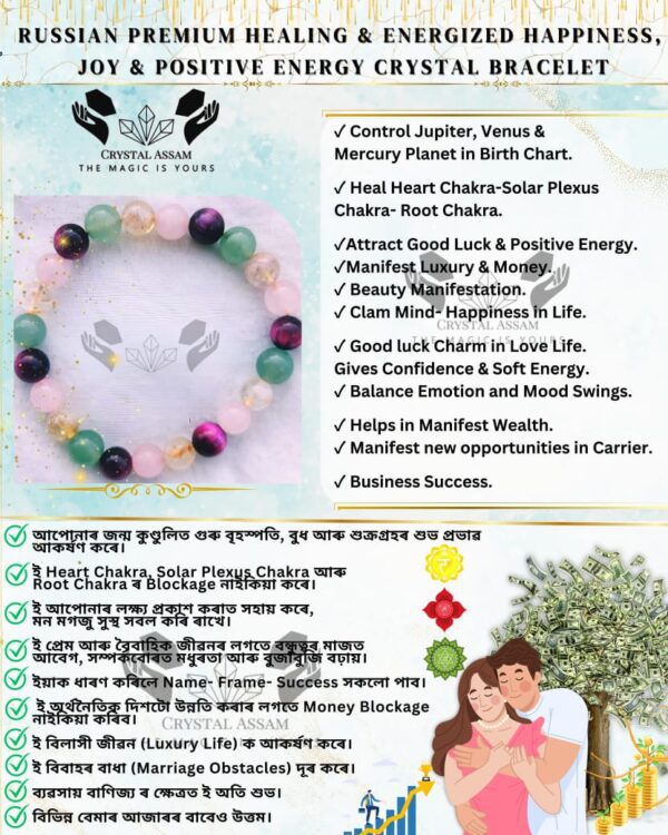 Russian Premium Healing & Energized Happiness, Joy & Positive Energy Crystal Bracelet