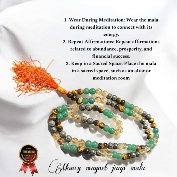 Healing & Energized Money Magnet Crystal Jaap Mala - Image 2