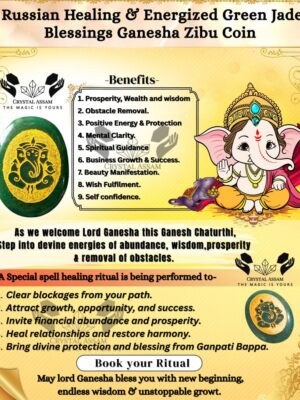 Russian Healing & Energized Green Jade Blessings Ganesha Zibu Coin